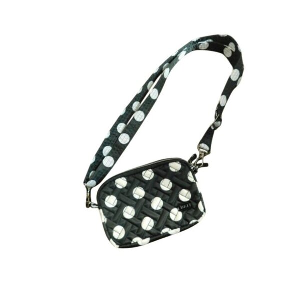 Lug Black White Polka Dot Cross Body Belt Convertible Bag EUC - Picture 1 of 4